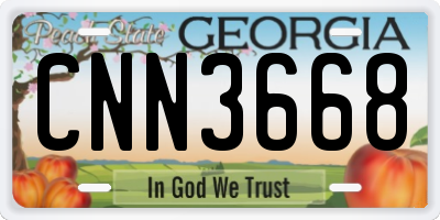 GA license plate CNN3668