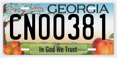 GA license plate CNO0381