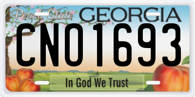GA license plate CNO1693