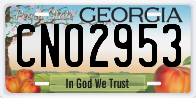 GA license plate CNO2953