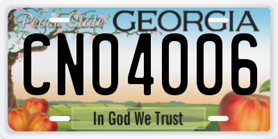 GA license plate CNO4006