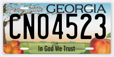 GA license plate CNO4523