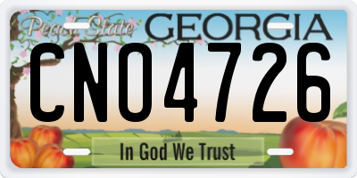 GA license plate CNO4726