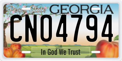 GA license plate CNO4794