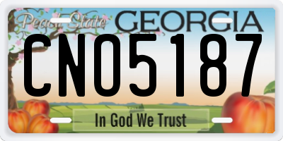 GA license plate CNO5187