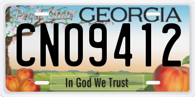 GA license plate CNO9412