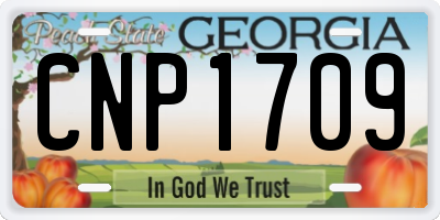 GA license plate CNP1709
