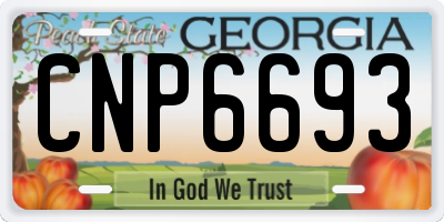 GA license plate CNP6693