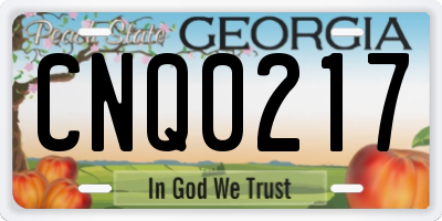 GA license plate CNQ0217