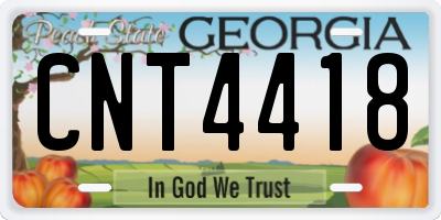 GA license plate CNT4418