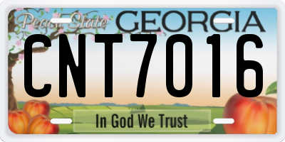 GA license plate CNT7016