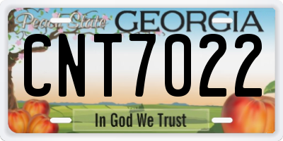 GA license plate CNT7022