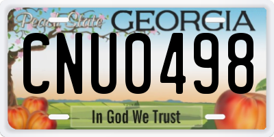 GA license plate CNU0498