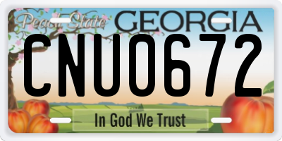 GA license plate CNU0672