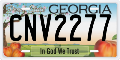 GA license plate CNV2277