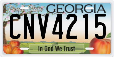 GA license plate CNV4215
