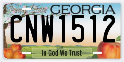 GA license plate CNW1512