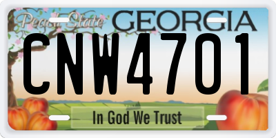 GA license plate CNW4701