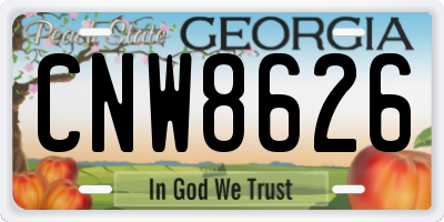 GA license plate CNW8626