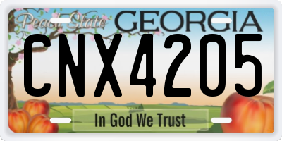 GA license plate CNX4205