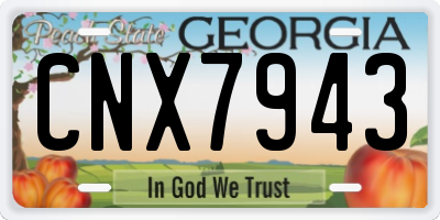 GA license plate CNX7943