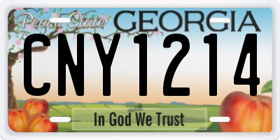 GA license plate CNY1214