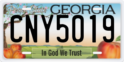 GA license plate CNY5019