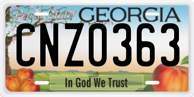 GA license plate CNZ0363