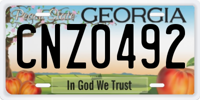 GA license plate CNZ0492