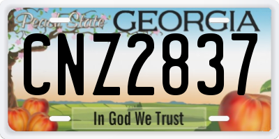 GA license plate CNZ2837