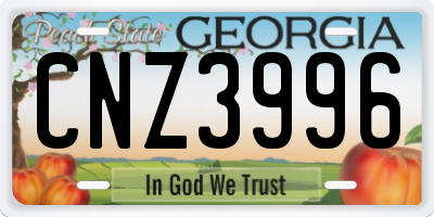 GA license plate CNZ3996