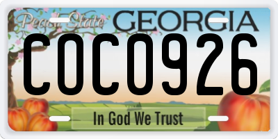 GA license plate COC0926