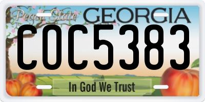 GA license plate COC5383