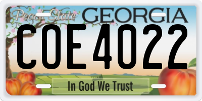 GA license plate COE4022