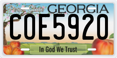 GA license plate COE5920