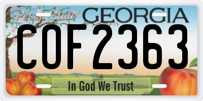 GA license plate COF2363