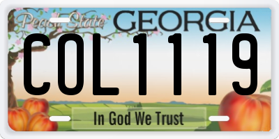 GA license plate COL1119