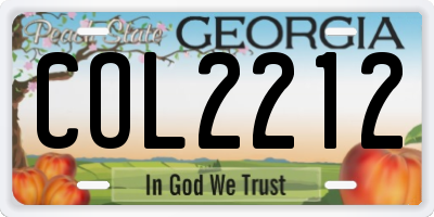GA license plate COL2212