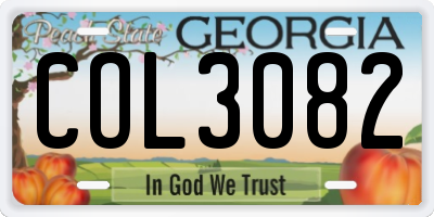 GA license plate COL3082