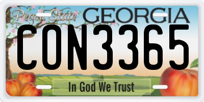 GA license plate CON3365