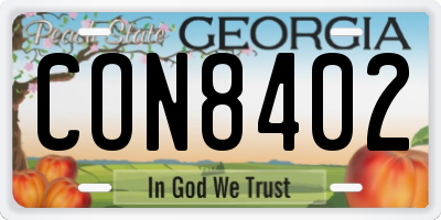 GA license plate CON8402