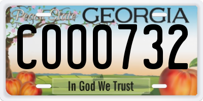 GA license plate COO0732