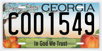 GA license plate COO1549