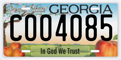GA license plate COO4085