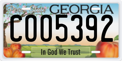 GA license plate COO5392