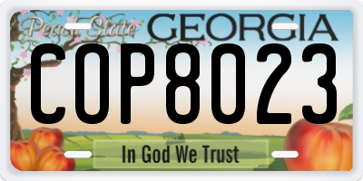 GA license plate COP8023
