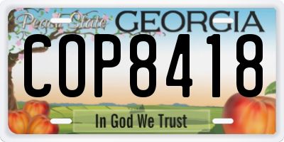 GA license plate COP8418