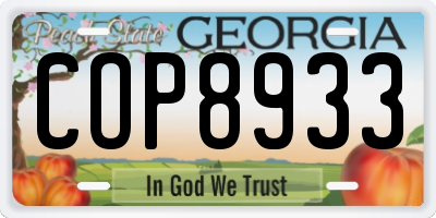 GA license plate COP8933