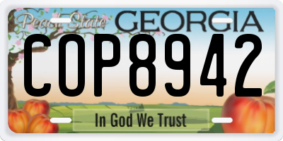 GA license plate COP8942