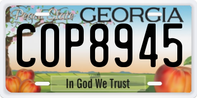 GA license plate COP8945